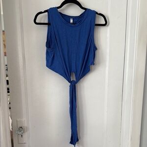 Fabletics Blue Tie Front Crop Tank Top